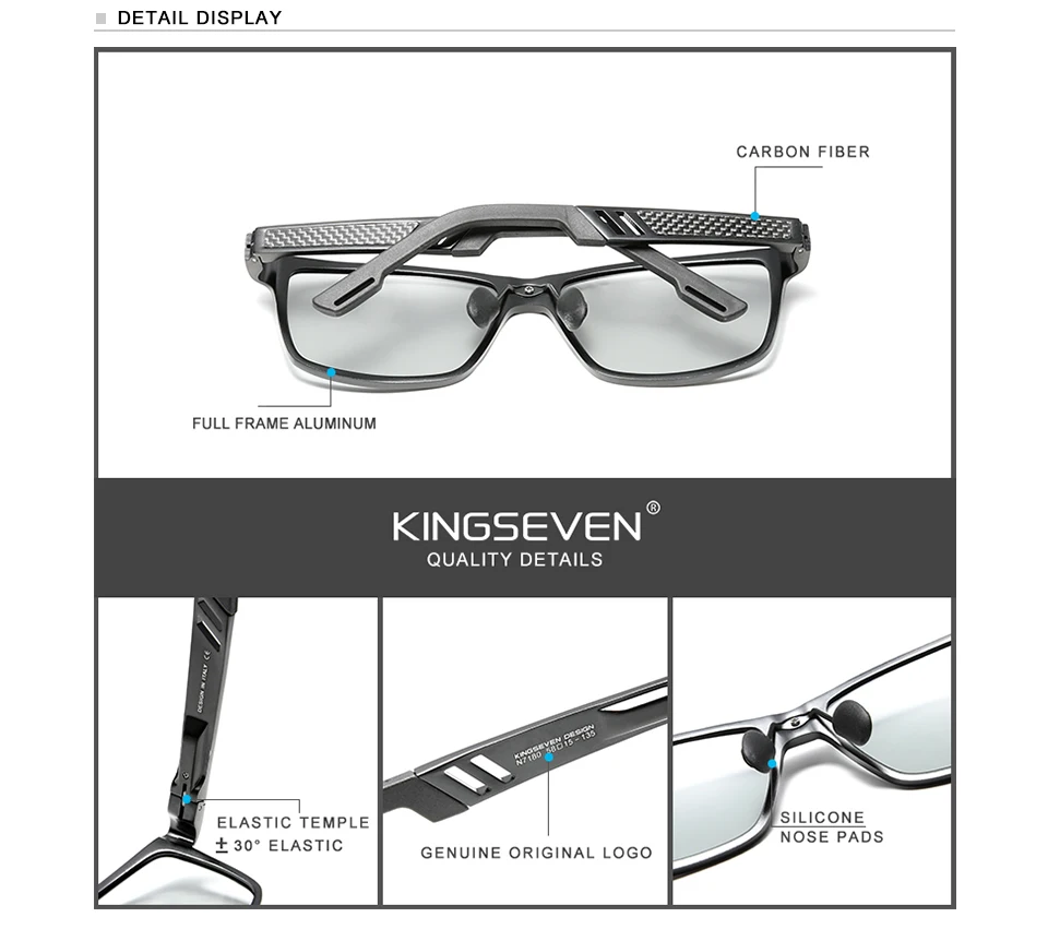 KINGSEVEN Polarized Men's Photochromic Sunglasses Anti-Glare