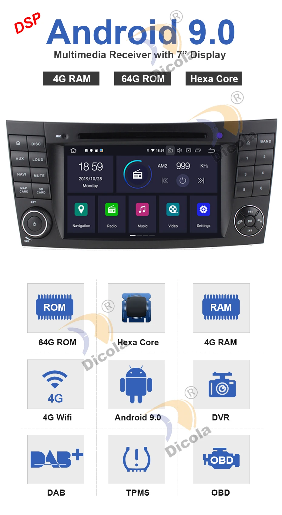 PX6 ips DSP 4G+ 64G Android 9 автомобильный DVD gps плеер для Mercedes Benz e-класс W211 E200 E220 E300 E350 E240 E270 E280 CLS класс W219