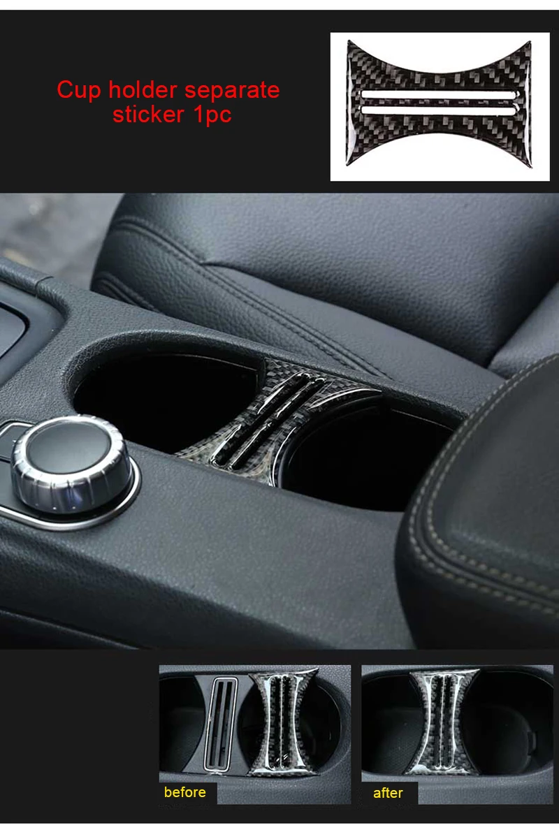 

For Mercedes Benz A CLA gla carbon fiber cup holder separate sticker 1pc