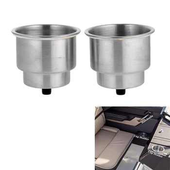 

2pcs 3 inch Stainless Steel Cup Drink Holder with Drain for Marine Boat RV Camper, Silver