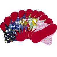 reusable cloth pads for periods, red micro-fleece inner menstrual pad with wings, 4 sizes women sanitary day and night pads 2