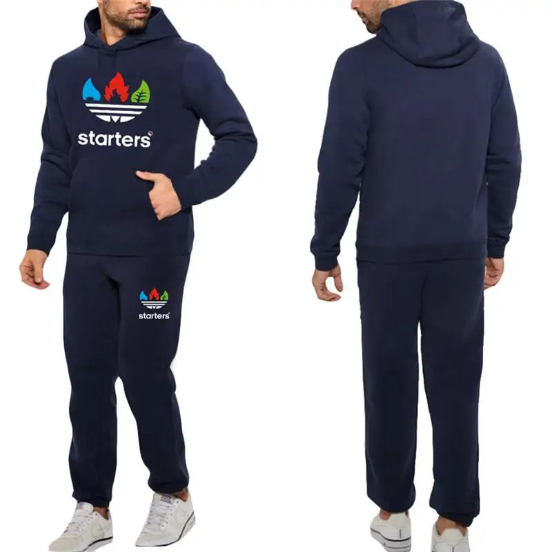 Low Price Olevo Streetwear Sweatsuits Suit Hooded Tracksuit Drawstring Sport Pants Stripe Cool Printed Hoodies Men Clothes 2 Piece Set