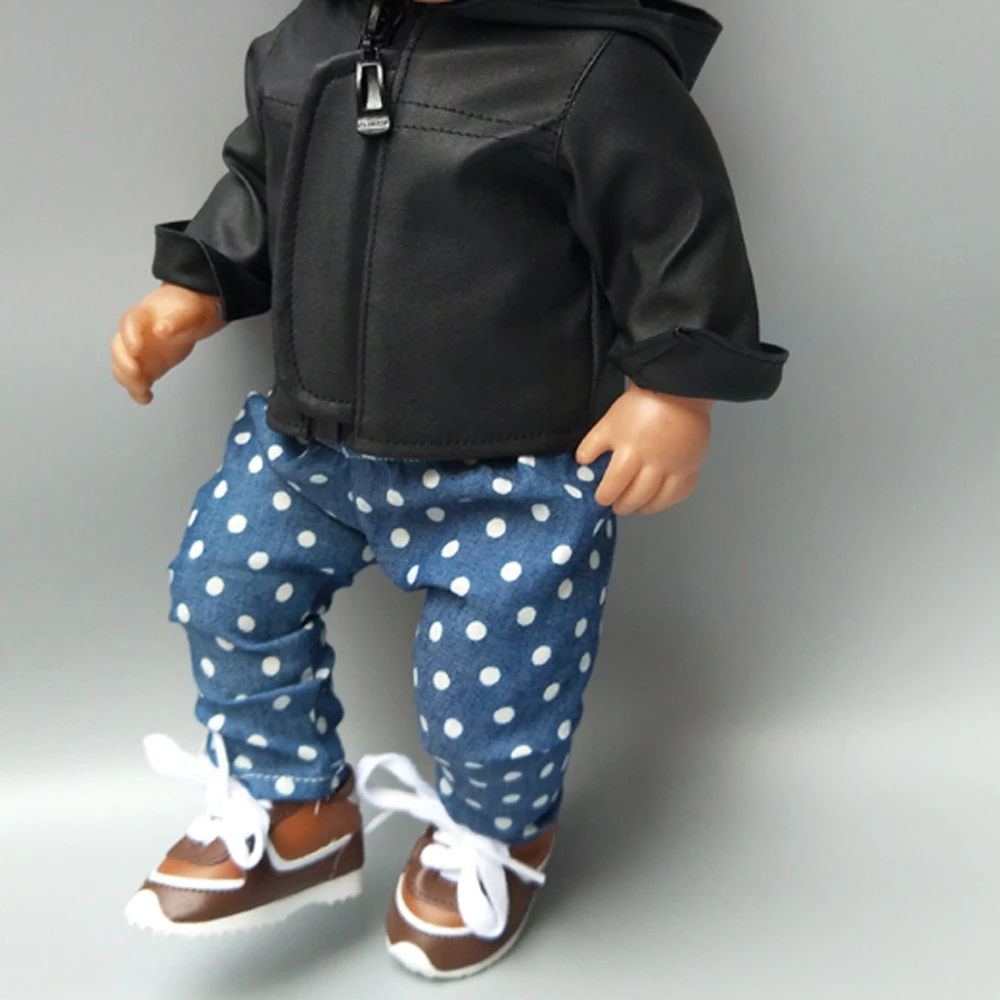 Кукла Одежда Брюки для 43 см Детские жакет для куклы искусственная кожа набор 17 дюймов Кукла Черная куртка зимняя одежда