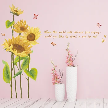 

Sunflower Wall Stickers DIY Plant Butterflies Wall Decals for Living Room Kids Bedroom Nursery Home Decoration