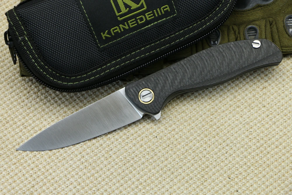 Kanedeiia Модель F3 Флиппер складной нож 3,87" M390 лезвие точки падения, ручка из углеродного волокна, Открытый Кемпинг Охота EDC инструмент