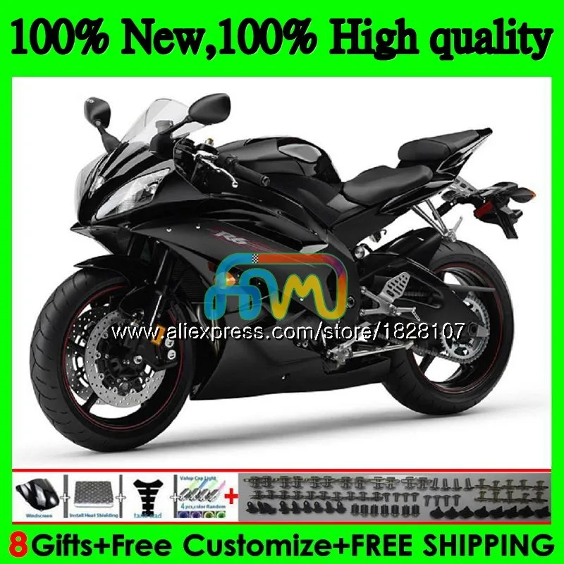 Body For YAMAHA Glossy black YZF R 6 YZF 600 YZF-600 YZFR6 06 07 53BS.31 YZF R6 06-07 600CC YZF600 YZF-R6 2006 2007 OEM Fairings