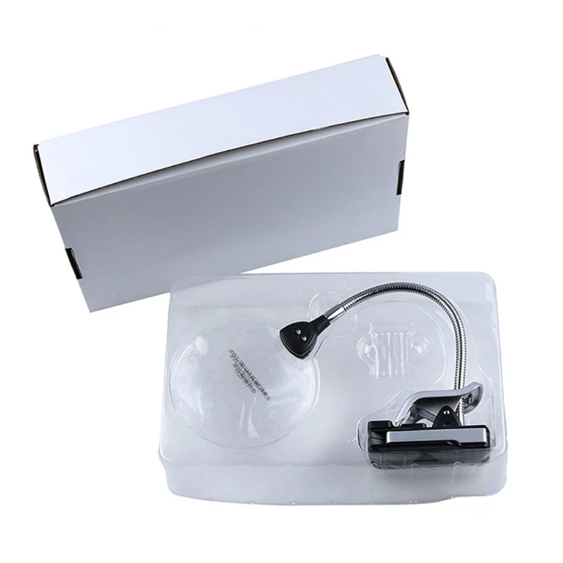 

Multipurpose 3 In1 Vertical Magnifier Desktop Reading Repair Magnifier Hand Stand Holder Station Magnifier With Clip Light
