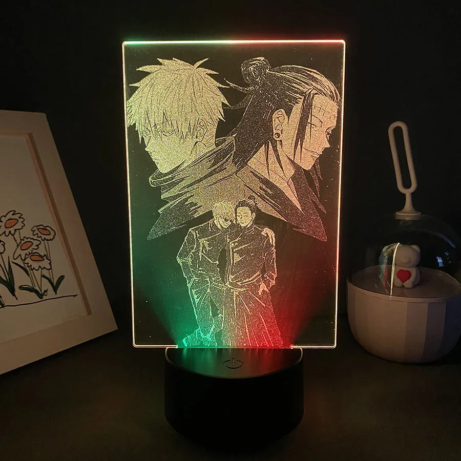 

Jujutsu Kaisen Anime Figure Gojo Satoru Pseudo-Geto 3D LED Two Tone Lamp Neon NightLight Bedroom Table Decor Birthday Manga Gift