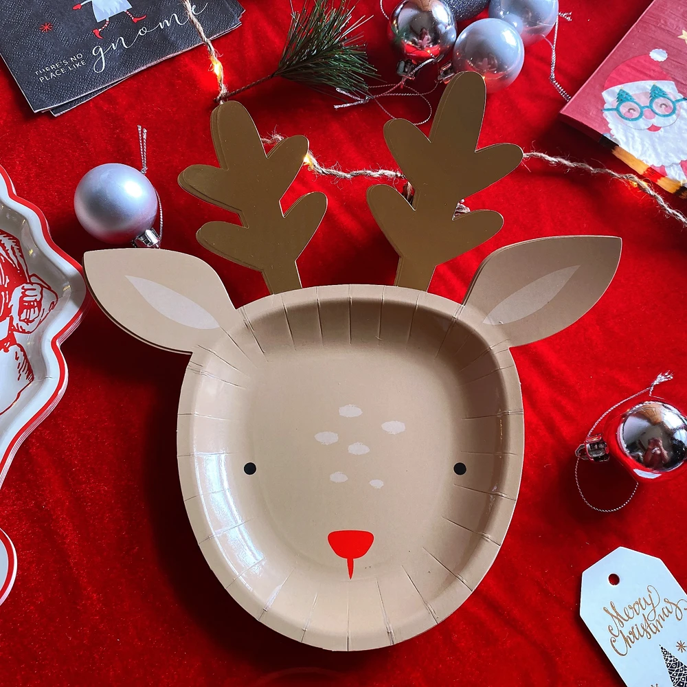 Kerst Elanden Wegwerp Borden Platen Christmas Party Wegwerp Servies Set Levert Decor|Wegwerpfeestservies| - AliExpress