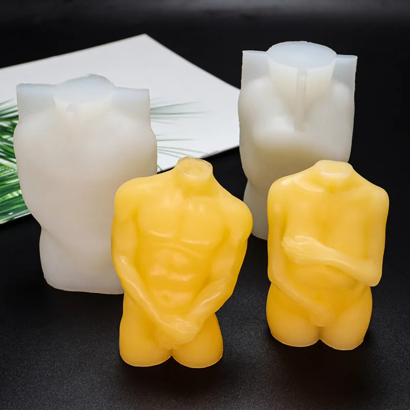 3D DIY Candle Making Kit Silicone Mold Plaster Cake Decorating Tools Shy Male And Female Wax Figure 2022 | Дом и сад
