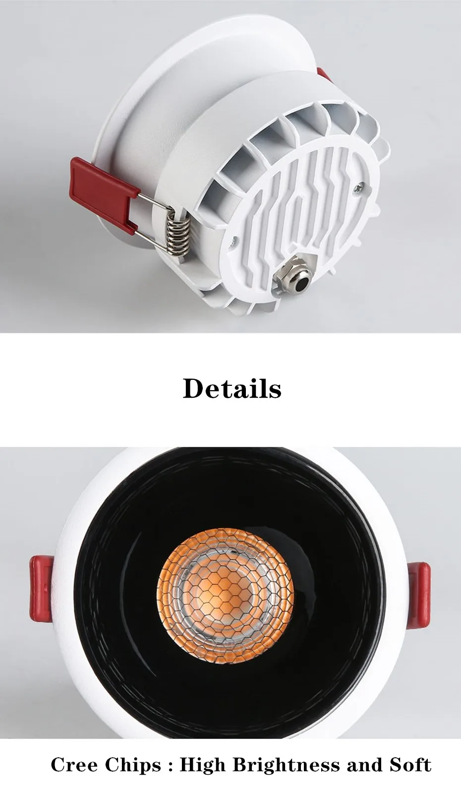 Dimmable AC110V-220V led Ceiling downlight 7W 12W 18W NO Glare LED Recessed Ceiling lamp Spot light For home illumination