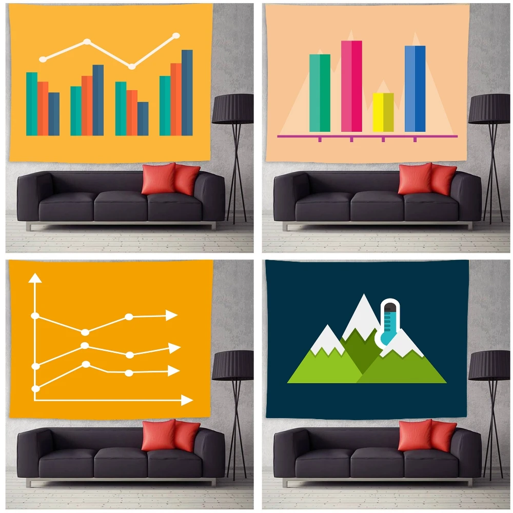 

Statistics Chart Flat Icon Design Tapestry Wall Hanging Home Dorm Decoration Bedroom Living Room Dorm Wall Blanket