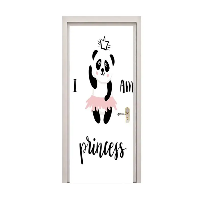

1pc Panda Pattern Door Sticker Removable Decorative Waterproof Renovation Door Decals Door Sticker For Restaurant Cafe Hotel