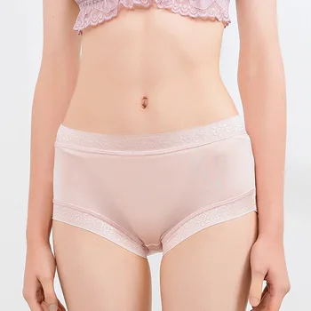 

Womens Underwear Natural Silk seamless panties Full Coverage Brief Ladies Lingerie Mid Waist Breathable Healthy 3-Pack