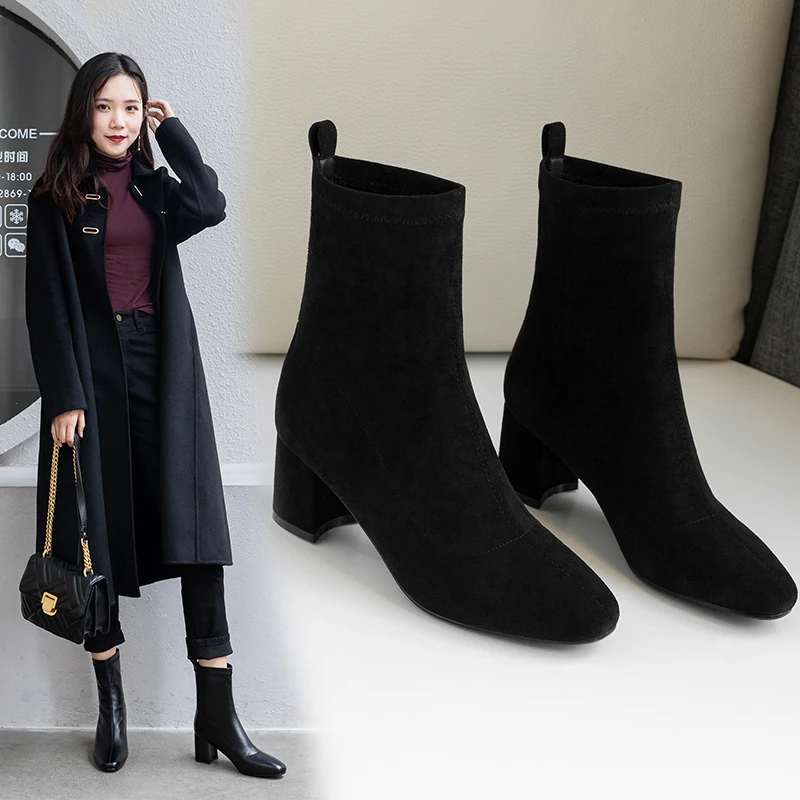 new women's fashion autumn and winter women's boots ankle boots comfortable warm women's thick with women shoes boots size34-43