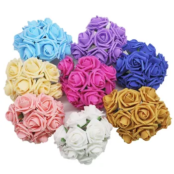 

50pcs/lot 4cm PE Foam Rose Flowers Bouquet Artificial Wedding Floral Decoration Scrapbooking DIY Wreath Cheap Charming Rosette