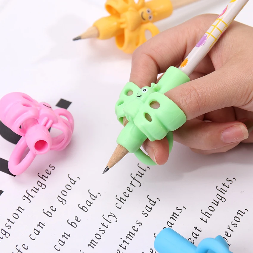 1PC Butterfly Style Three Finger Writing Corrector Pencil Grip Children Kids Learning Holding Device Correcting Pen Holder Postu