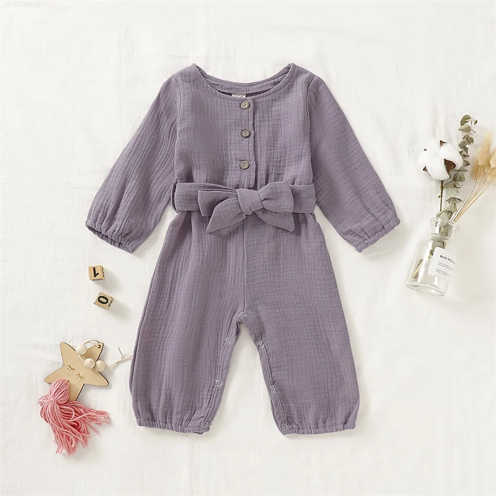 Детская одежда на весну-осень, льняной комбинезон для новорожденных девочек, хлопковый льняной комбинезон с длинными рукавами, одежда для подвижных игр