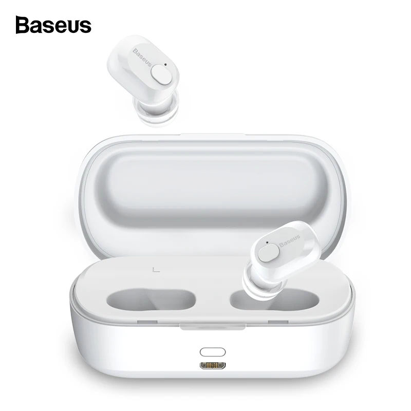 Baseus TWS 5,0 Bluetooth наушники беспроводные наушники настоящие Беспроводные наушники с микрофоном гарнитура-вкладыши для iPhone Xiaomi - Цвет: W01 White