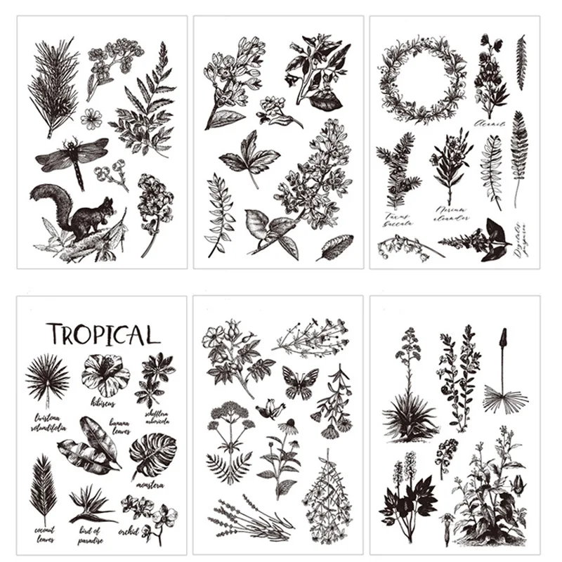 Dolce Vita Flower Clear Stamps Leaves Squirrel Transparent Silicone Stamp Seal for DIY Scrapbooking Paper Card Craft Supplies | Дом и сад