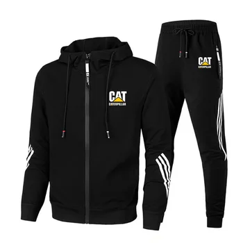 

Autumn New 2020 Men Sweat Suit Set Striped Tracksuit Men Outfit Full Sleeve Tops with Hood Outdoor Sport Wear Men 2 Piece Set