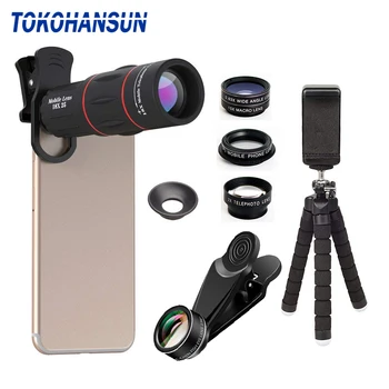 

TOKOHANSUN 18X 10in 1 Mobile Phone Lens Kit Zoom telephoto Telescope+0.63x Wide Angle+15x Macro+2X Telephoto+CPL for smartphones