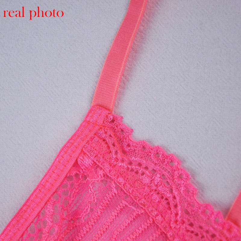 Ellolace Neon Pink Lace Mesh Bodysuit Women Sexy Transparent Summer Backless Bodycon Overalls Female New Slim Black Bodys