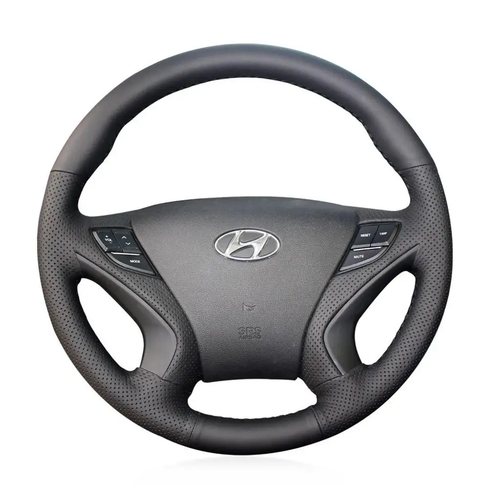 Новинка Противоскользящий черный кожаный чехол на руль для Hyundai Sonata 8 2011 2014|steering