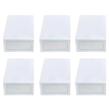 

12PCS Shoes Boxes Thickenes Transparent Stackable Plastic Shoes Storage Case Shoe Container - Size L (White)
