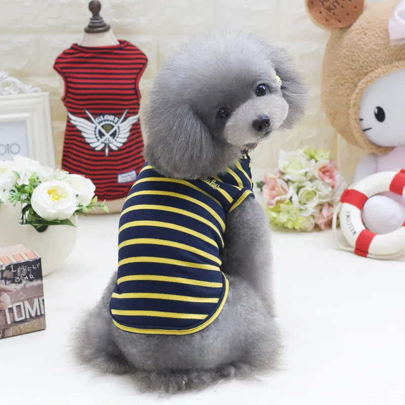 Dimension Yi Pet стиль Весна и Лето Одежда для собак трехцветный полосатый жилет для собак Одежда для Тедди жилет-одежда для собак