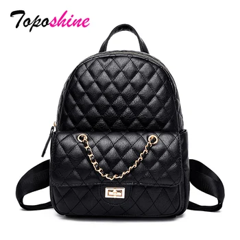 

Toposhine Thick Thread New Design Women Backpack Preppy Chains Turn Lock Girl School Bag Hot Quality Lady Travel Backpacks