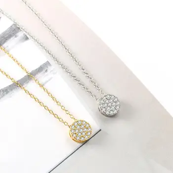 

925 Sterling Silver For Women Chain Choker CZ Pendant Necklace Dainty Small Gold Color Silver Color Jewelry EMNL019