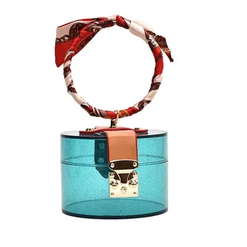 

Transparent Mini Tote Bags for Women New Summer Fashion Acrylic Female Handbags Scarves Design Small Ladies' Travel Cute Cluth