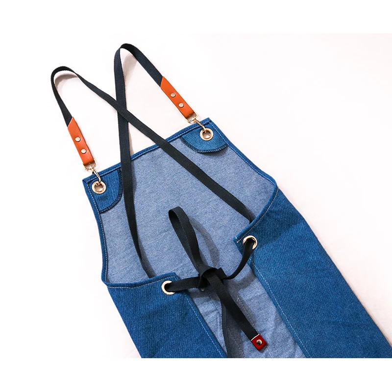 Denim Canvas kitchen Aprons For Woman Men Work Apron For Grill Restaurant Bar Shop Cafes Beauty Nails Studios Hair Stylist Bib