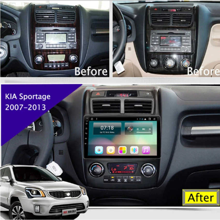 Excellent Car radio Android multimedia player For Kia Sportage 2007~2013 Manual air conditioner Car touch screen GPS Navigation 1