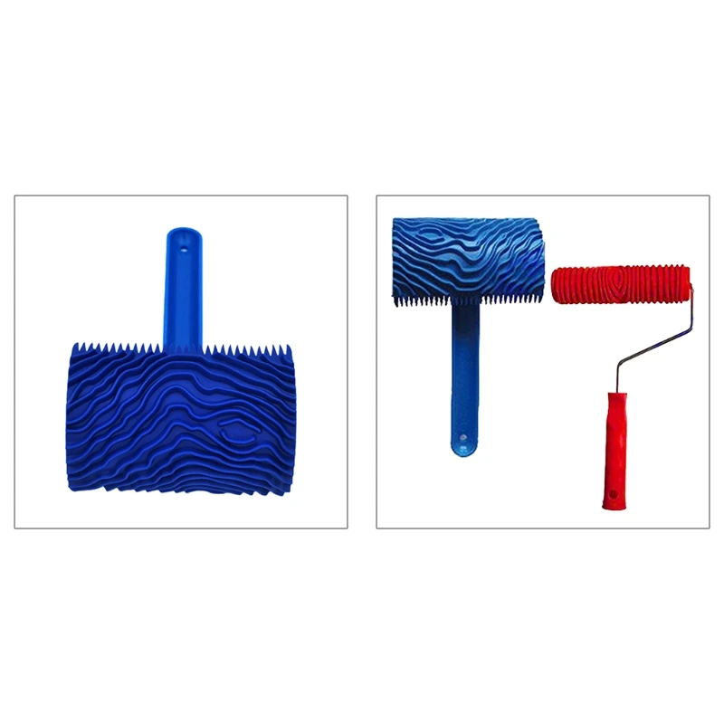 Graining Painting Tool with Handle Rubber Empaistic Wood Pattern Paint Roller