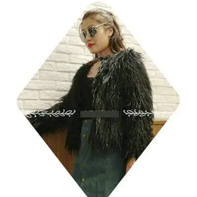 black Женское пальто осень-зима из искусственного меха, женское пушистое повседневное теплое короткое пальто, женская новая модная пушистая верхняя одежда R64 - Цвет: black