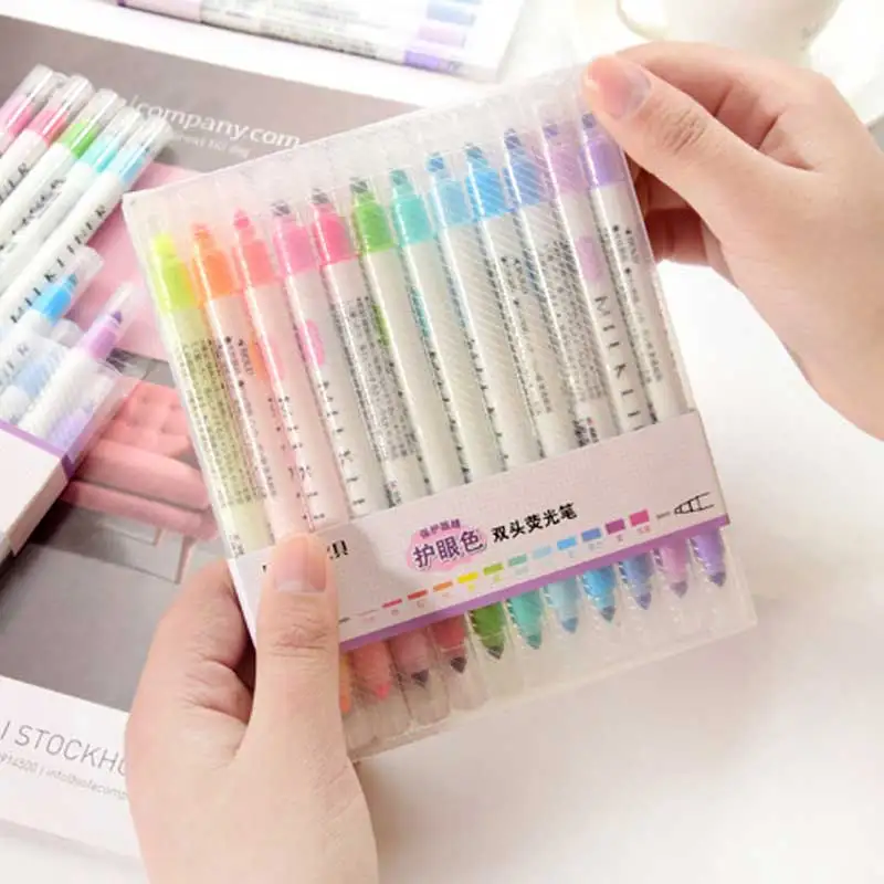12 цветов/набор милых японских канцелярских принадлежностей молочный лайнер двуглавая флуоресцентная ручка MilkLiner Маркер ручки для рисования