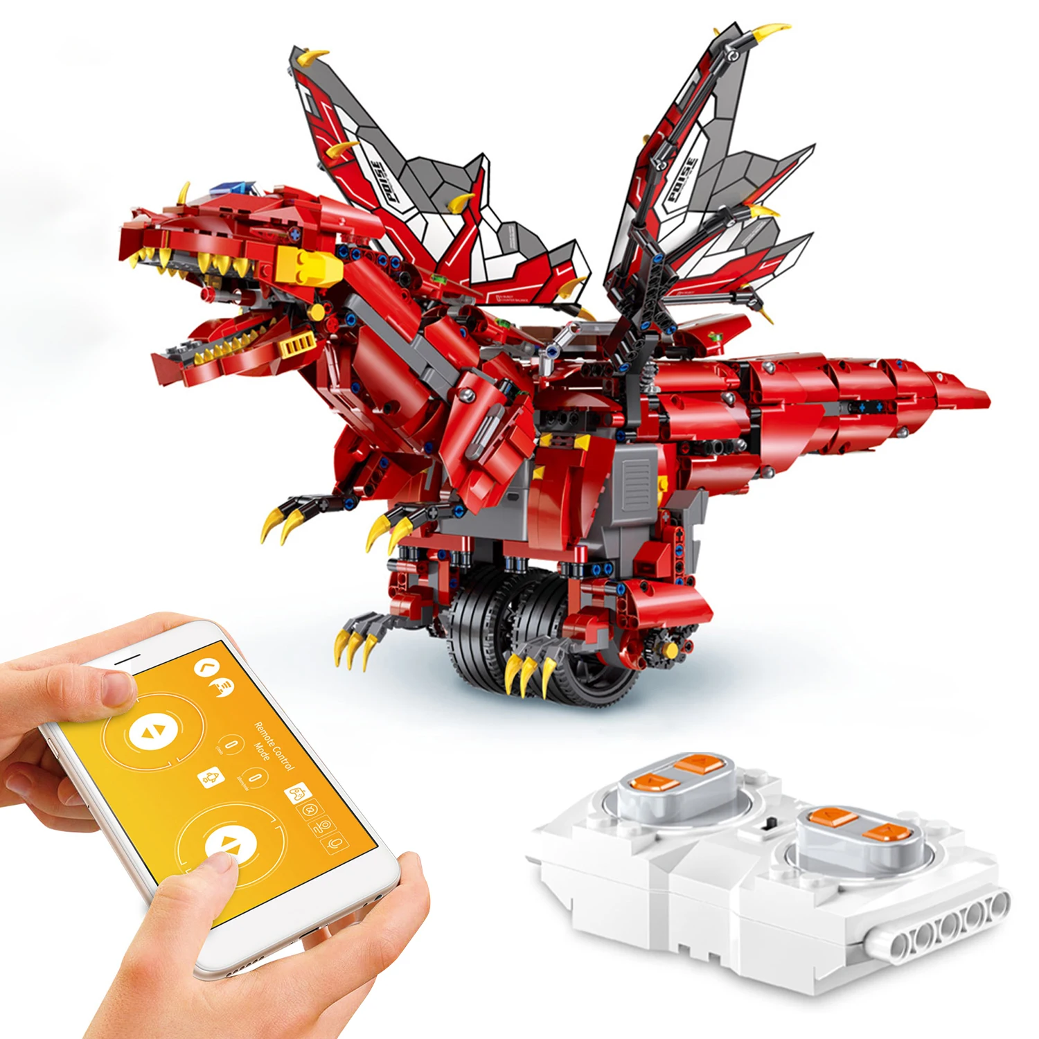 

1297PCS RC Robot RC Building Block Robot DIY Assembly Balanced Programming Dinosaur Toys Robot 2.4G RC APP Control for Kids