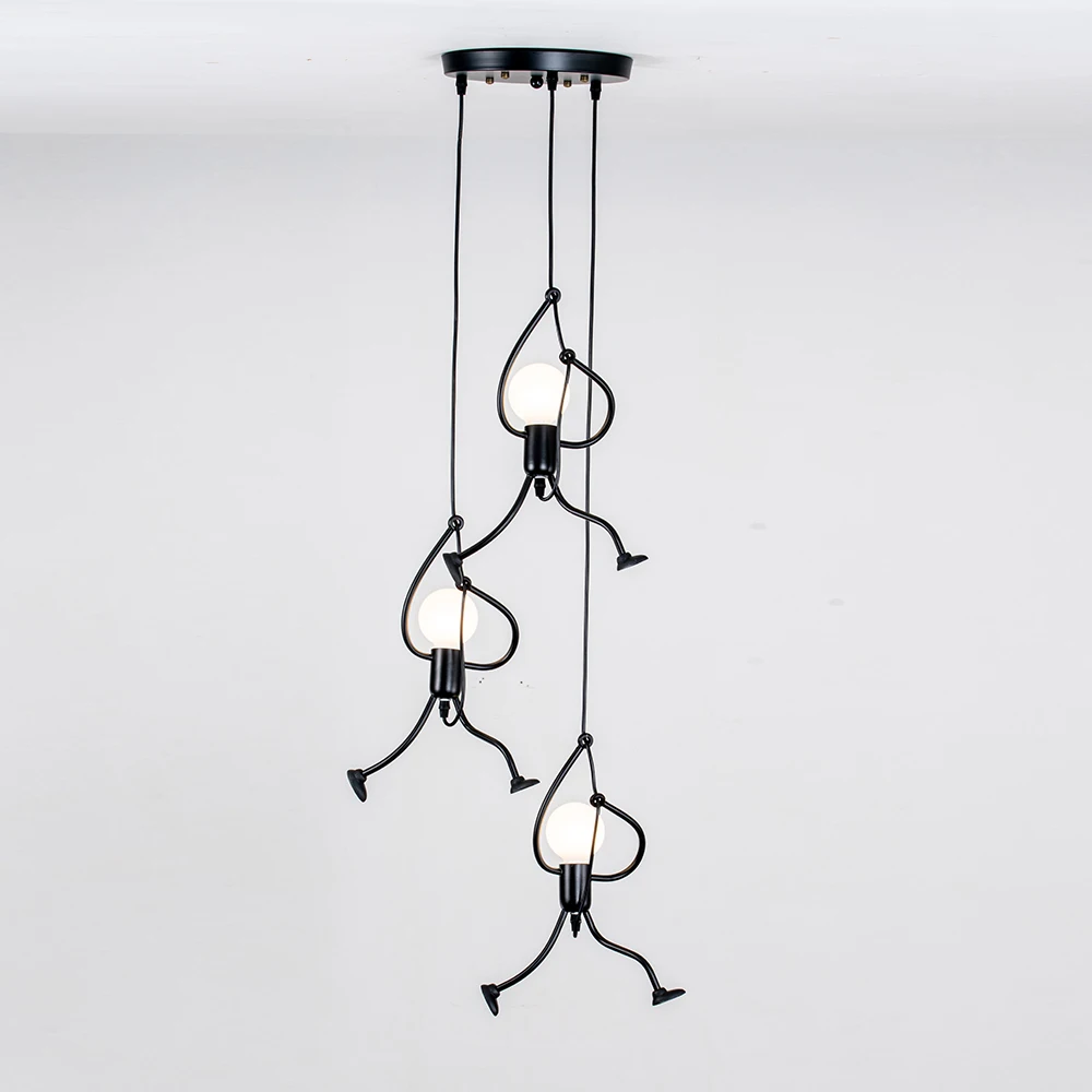 Креативный подвесной светильник для скалолазания маленького человека для детской комнаты, подвесной светильник с металлическим шнуром, подвесные лампы, художественное украшение, подвесной светильник s