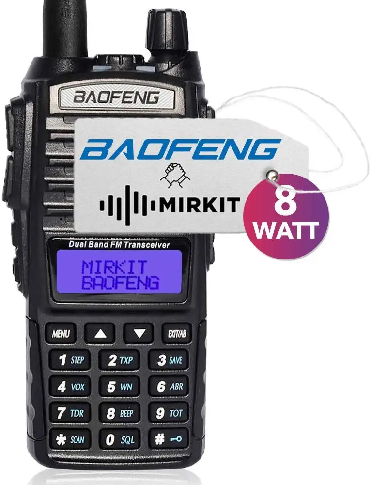 BaoFeng Walkie Talkie UV-82 Ham двухдиапазонный 136-174/400-520 МГц FM 8 Вт 2800 мАч батарея Водонепроницаемый двухстороннее радио, трансивер