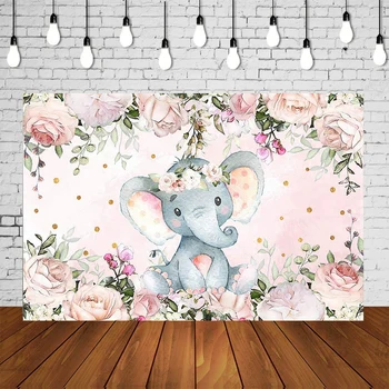 

Pink Floral Elephant Birthday Photography Backdrop Newborn Baby Portrait Photocall Photophone Photo Studio Background SM837