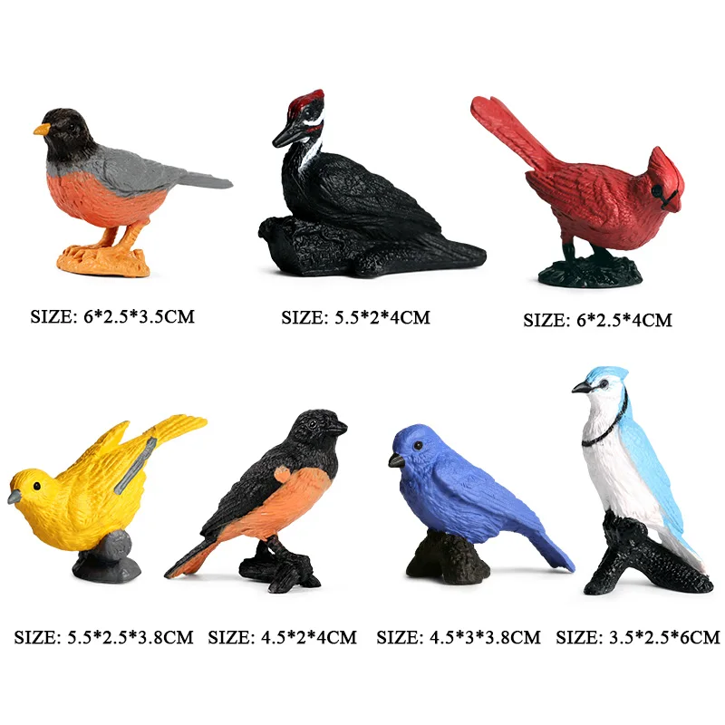 Oenux Классическая Птица Фламинго попугай морской Mew Павлин Сова Страус модель из цельного ПВХ Фигурки миниатюрные развивающие игрушки - Цвет: 7pcs