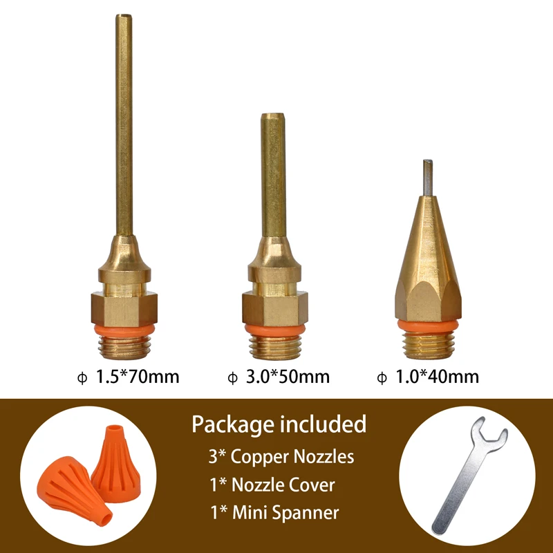SACKFUL Большой Диаметр чистый Медь сопла 1,5*70 мм 3,0*50 мм 3 шт./лот Малый Калибр термоклей пистолет сопла Материал - Цвет: CP-1