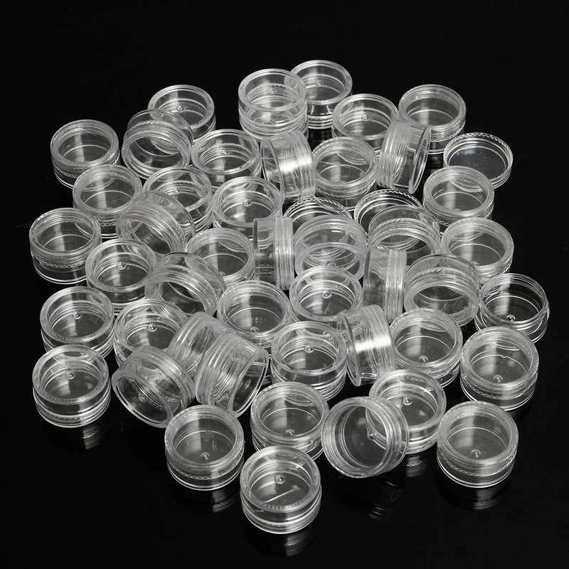 50Pcs Plastic 5ml Cosmetic Jar Empty Eyeshadow Container Face Cream Glitter Eye shadow Case Empty Bottles Nail Pots Beauty Tool