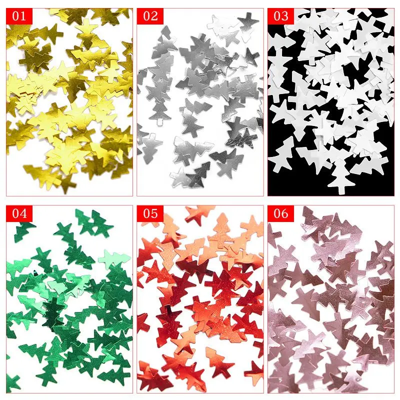 6Pcs Christmas Nail Glitter Sequins Set Snowflakes Holographic Glitters Tips AB Color 3D Nail Art Decorations Manicure DIY