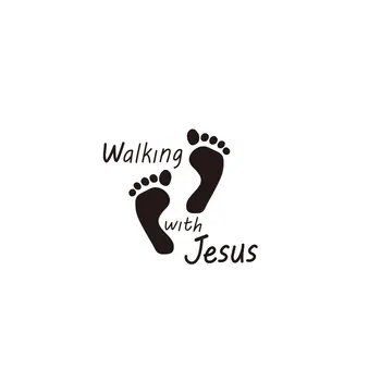 

Creative cute foot walk with jesus stickers car home decoration stickers removable small stickers for decoration