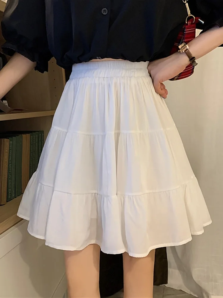 Женская юбка летняя Корейская тонкая шикарная белая с высокой талией