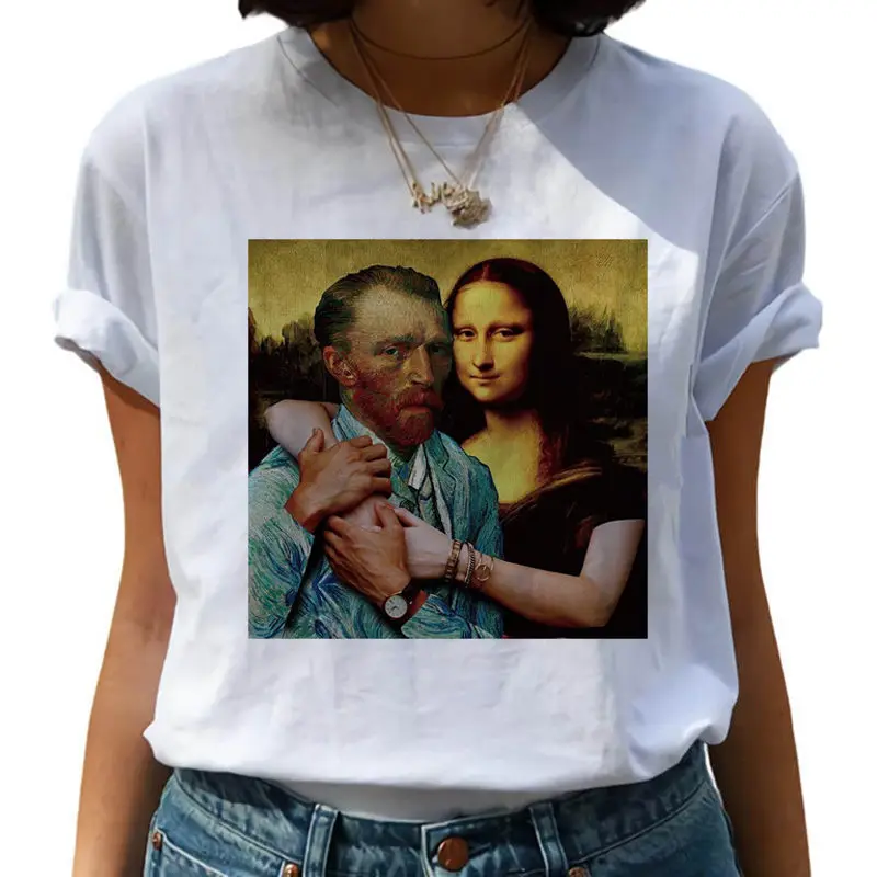 Harajuku T Shirts Women Van Gogh Oil Art Painting Top Female Van Gone Funny T-shirts 90s Graphic Tshirt Fashion Top Tees Female