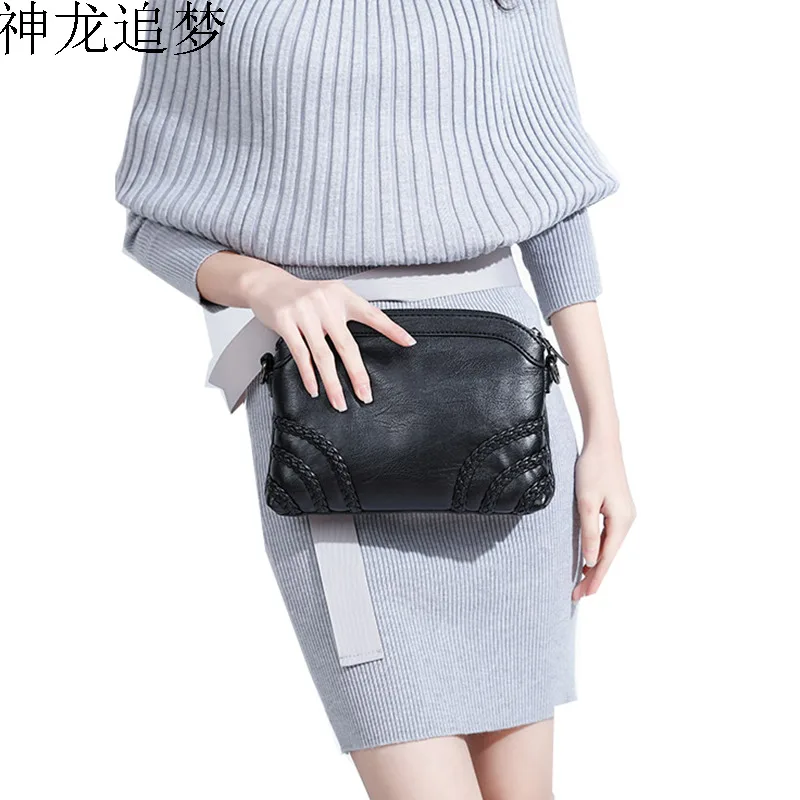 

Fashion female clutch bag women bag Double-layered pocket women handbag wild women purse PU soft leather shoulder Messenger bag